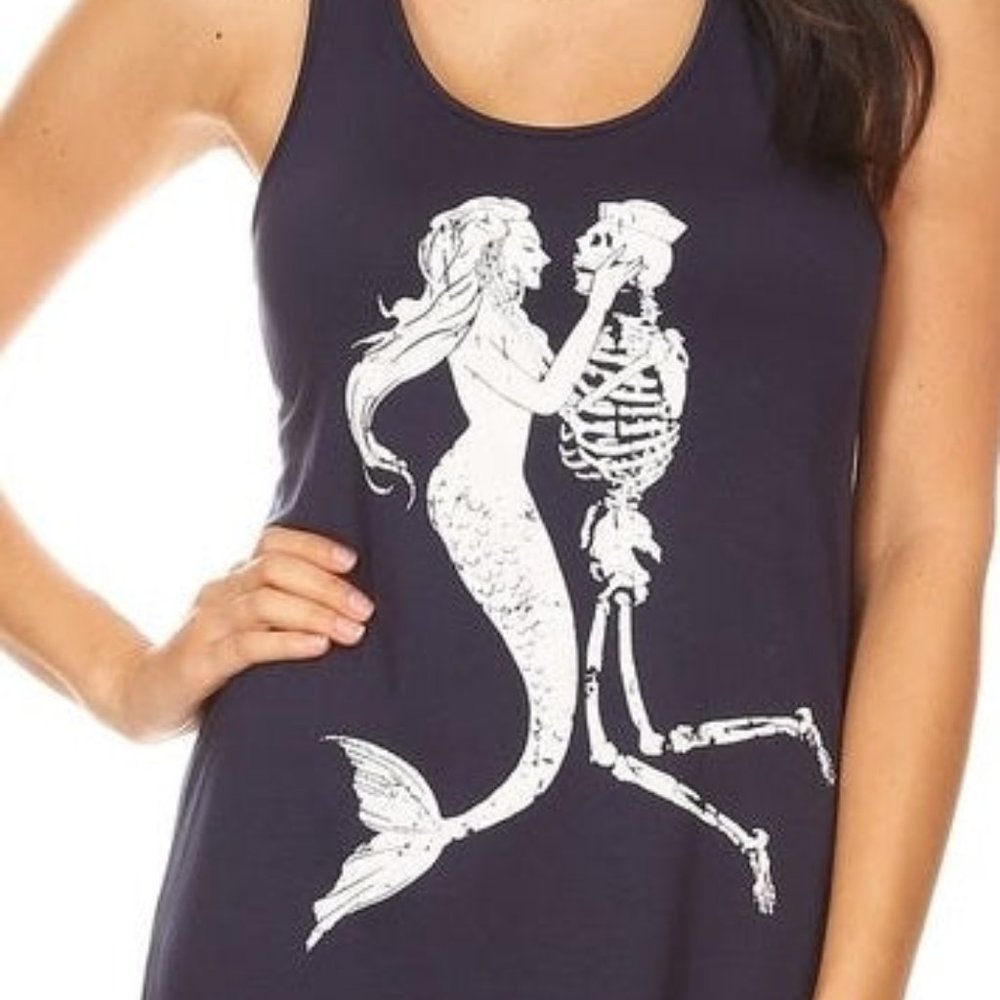 Black Mermaid Skeleton Tank Top